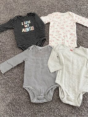 Carter's Baby One-Piece Longsleeve  Bodysuit Set - Black, White, Gray, Pink